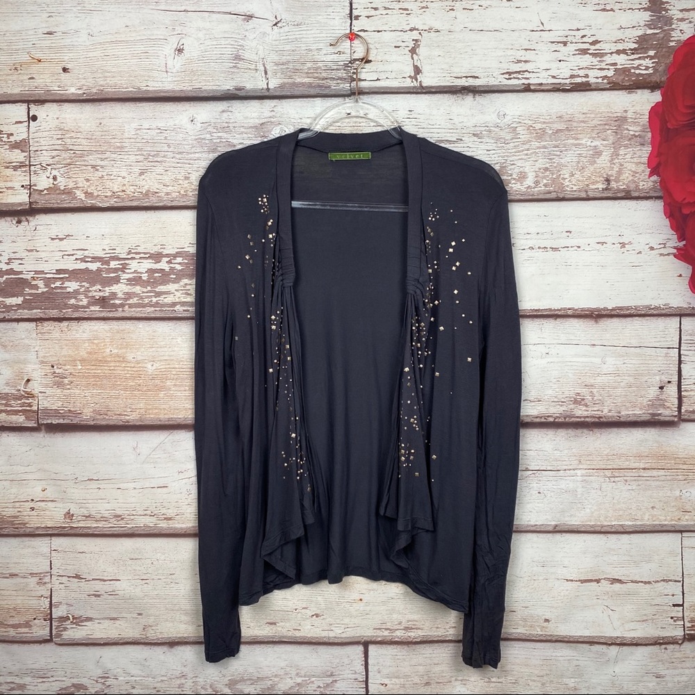 Velvet knit women’s open stud cardigan gray m